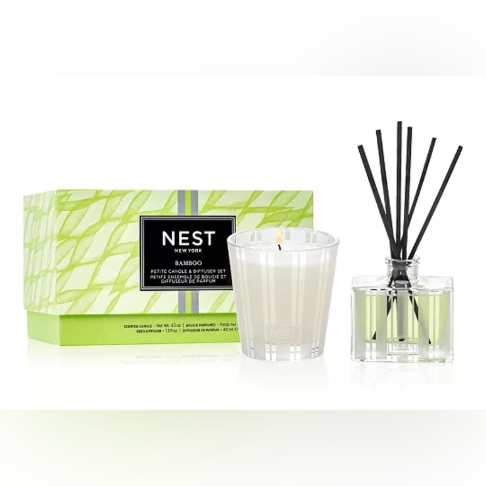 NEST New York 2 Piece Bamboo Petite Candle & Diffuser Set